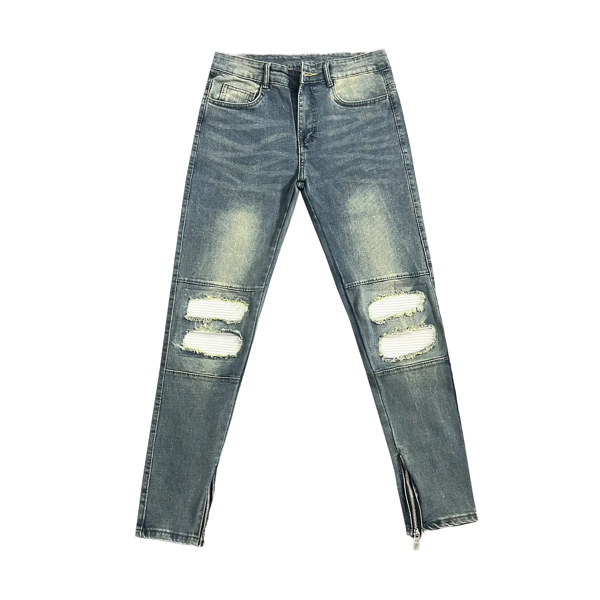 [SALE] Quần jean nam rách vá da chất bò co dãn 4 chiều mẫu mới chuẩn shop quần bò nam QJN4V023AT Pants Menswear Có Túi