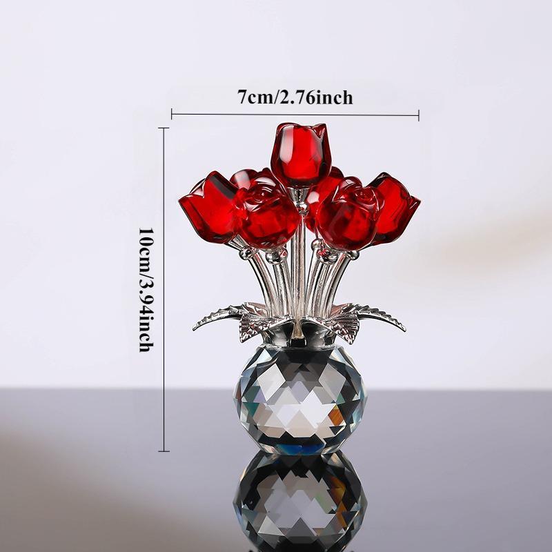 Artificial Crystal Rose Ornament, Flower Design Desktop Decoration, Home Decor for Living Room Bedroom Office, Gift for Friend & Family 1