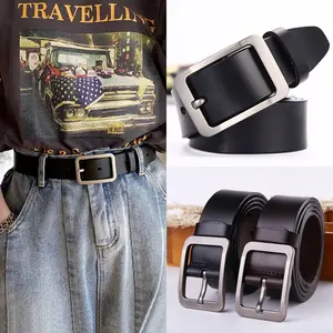 Ikat Pinggang Pria Dan Wanita Model Tusuk Kulit Sintesis - Sabuk Casual Pria Sederhana Murah Gesper Bingkai Laki-laki Perempuan Dewasa Belt Men