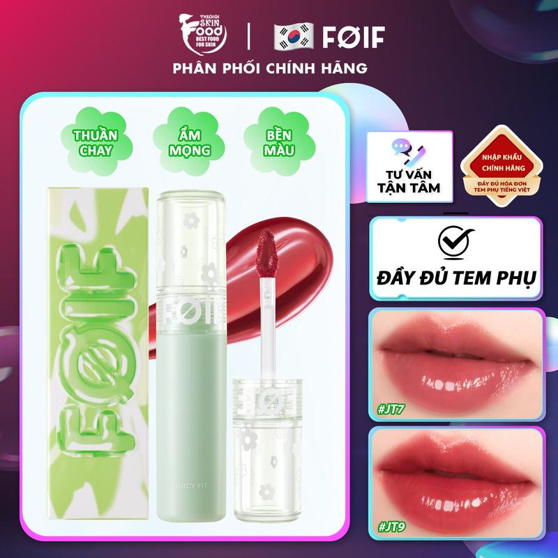 NEW VER.2 Son Tint Bóng Trang Điểm Thuần Chay FOIF Juicy Fit Tint 3g Mỹ Phẩm Lip Tint Cosmetic Women