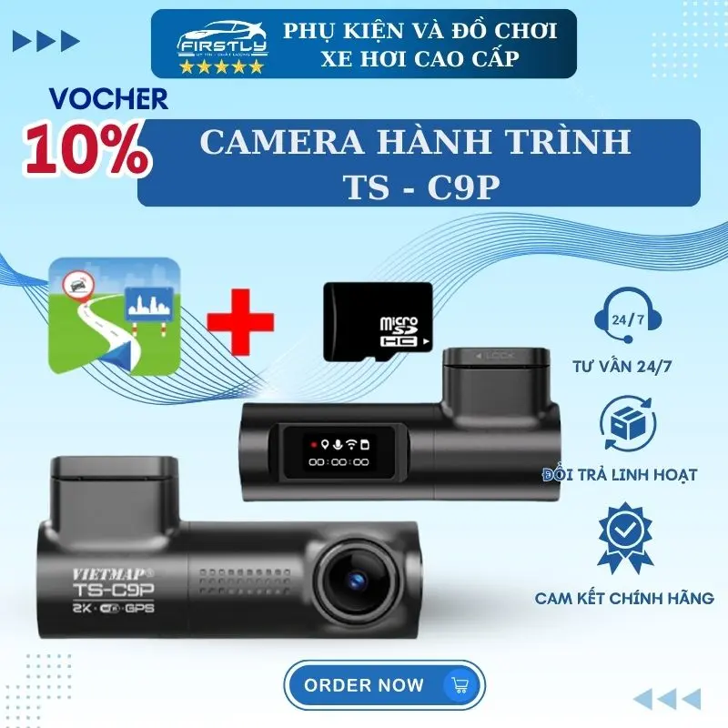 Thiết Bị Camera Hành Trình VIETMAP TS-C9P Độ Phân Giải 2K Tích Hợp GPS Tặng Bản Quyền Vietmap Live 1 Năm