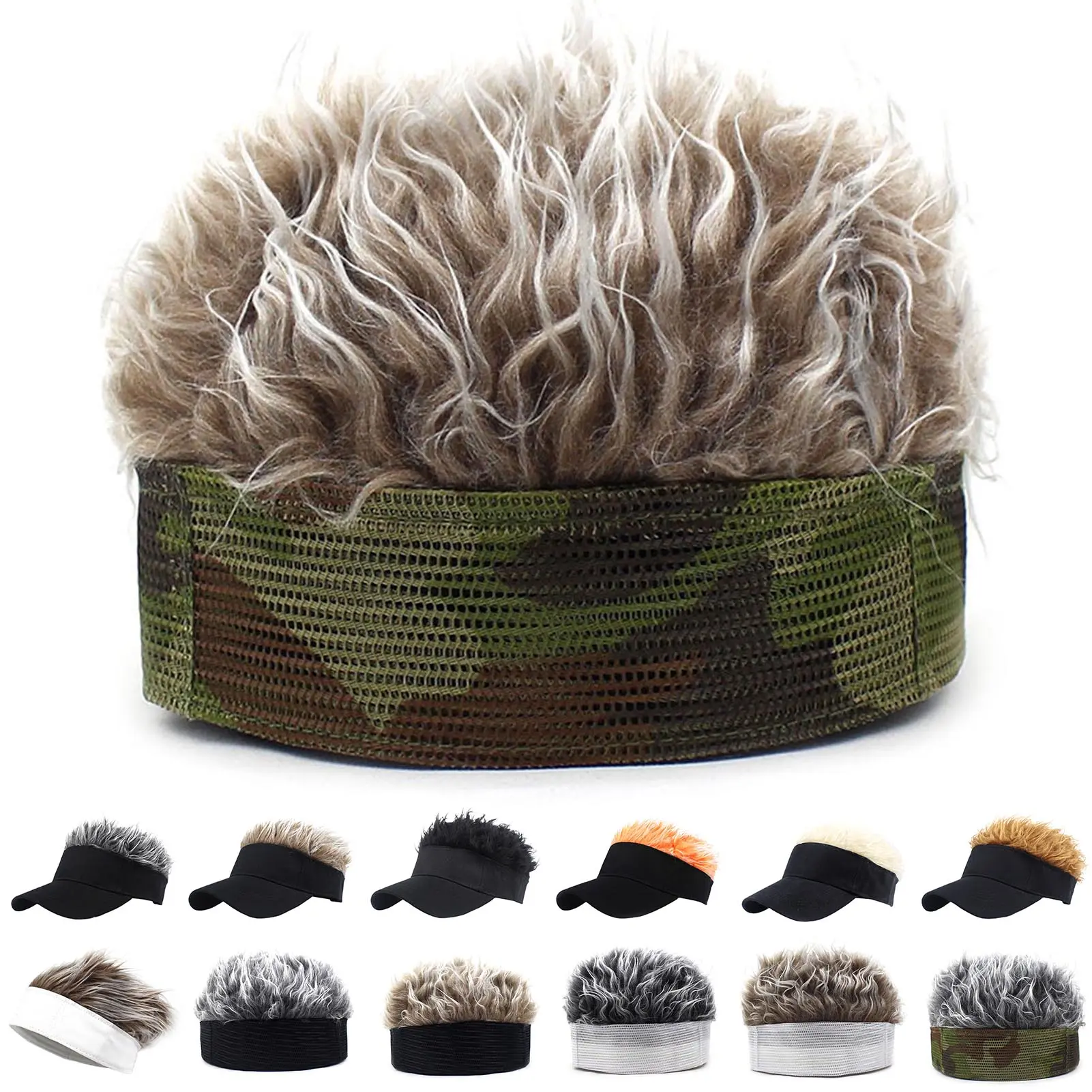 Ruitazd Fashion Wig Hat Curved Brim Easy to Wear Comfortable Male Fake Hair Cap for Going Out