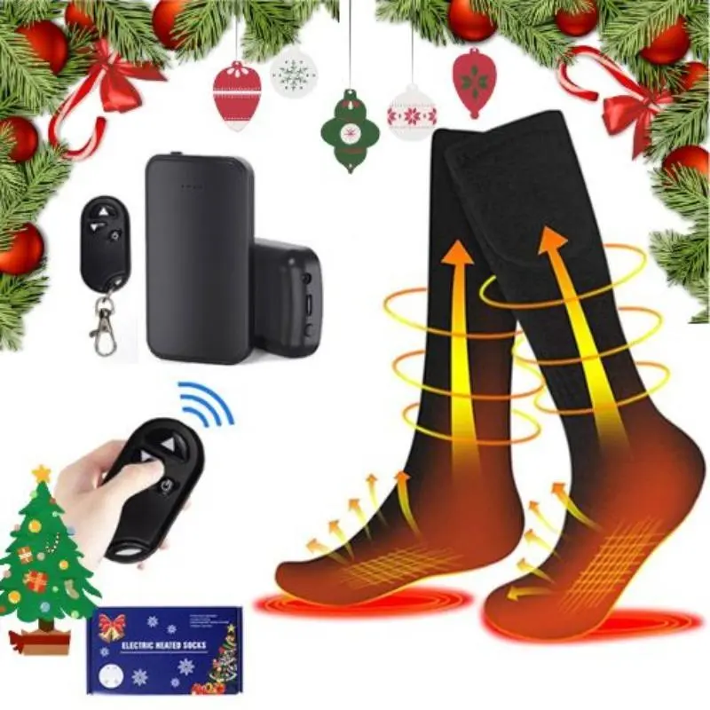 Christmas Heating Socks, 1 Set Rechargeable Heating Socks with Remote Control, Outdoor Cycling Skiing Electric Warm Socks, Sports & Outdoor Accessories, Christmas Gift, Body Care Products