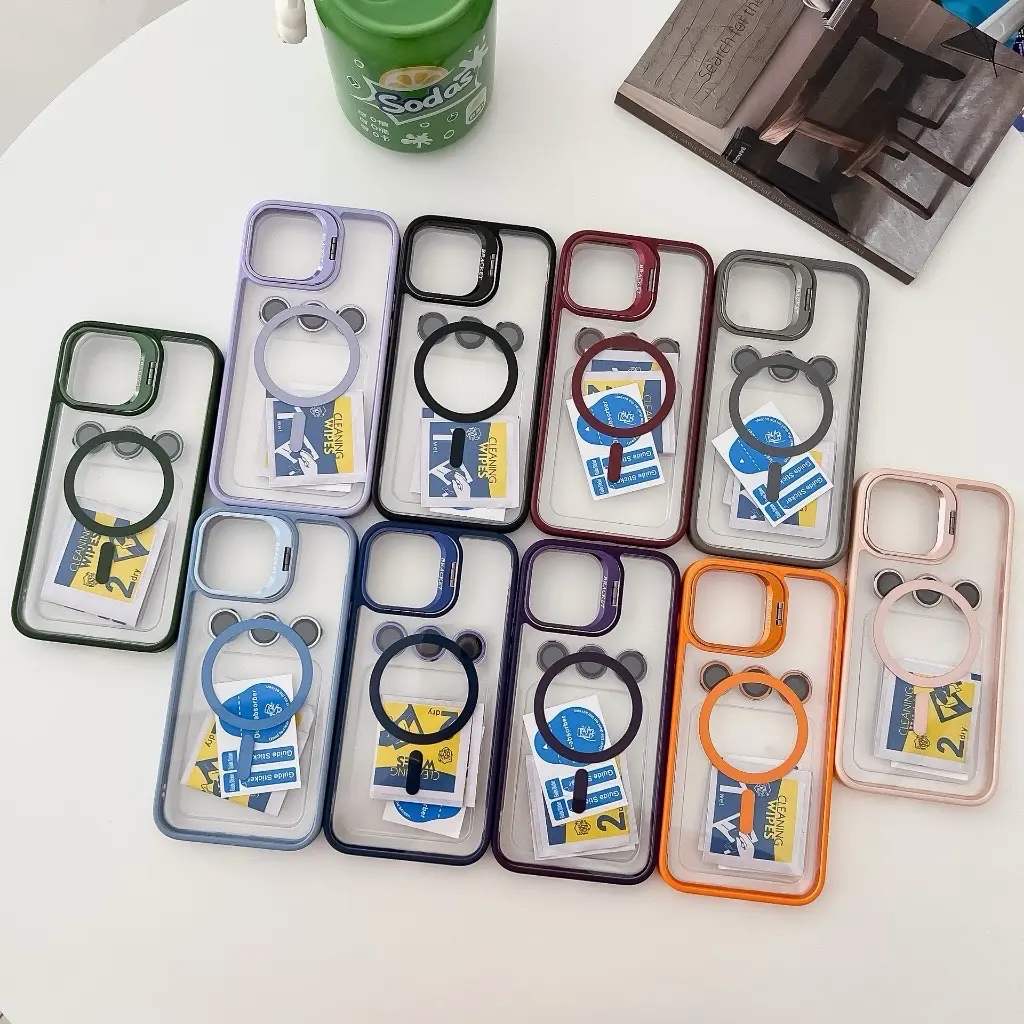￼Ốp Điện Thoại từ tính iphone Chống Sốc Sang Trọng Kèm Bảo Vệ Ống Kính Camera trong suốt cho IP 15/14/13/12.....