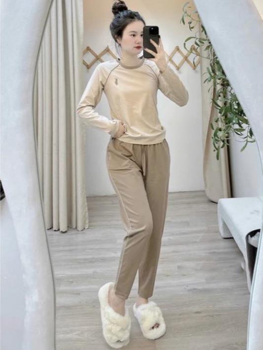 Bộ Thu Đông Dài Tay Nữ Umi Xleo Cổ Tròn Phối Viền Thêu Ngựa - Chất Liệu Mềm, Mịn, Thoáng, Không Phai Mầu Women 5