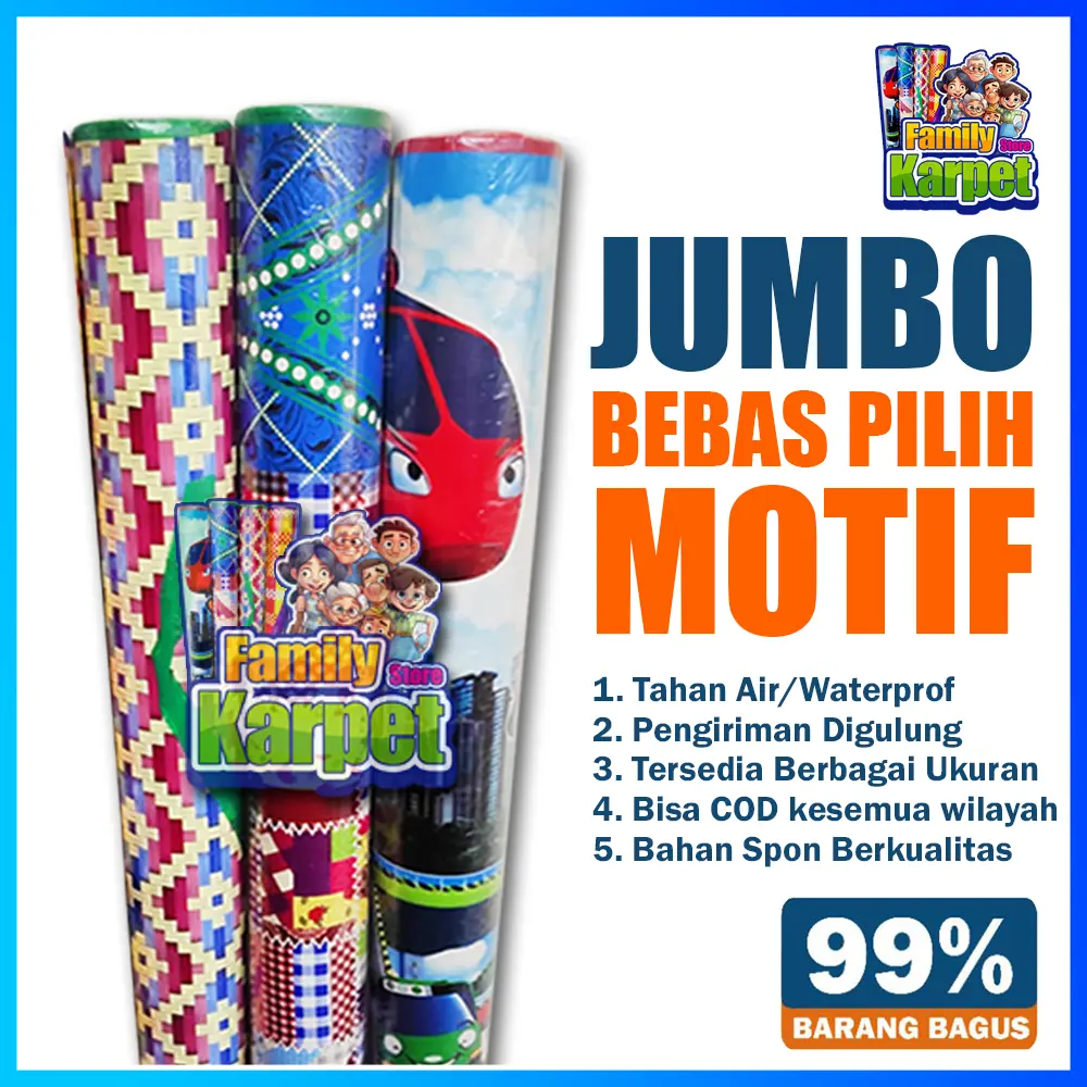 Karpet Spon Jumbo 120x200 / Tikar Lantai Spons Motit Karakter Tahan Air / Karpet Tikar piknik