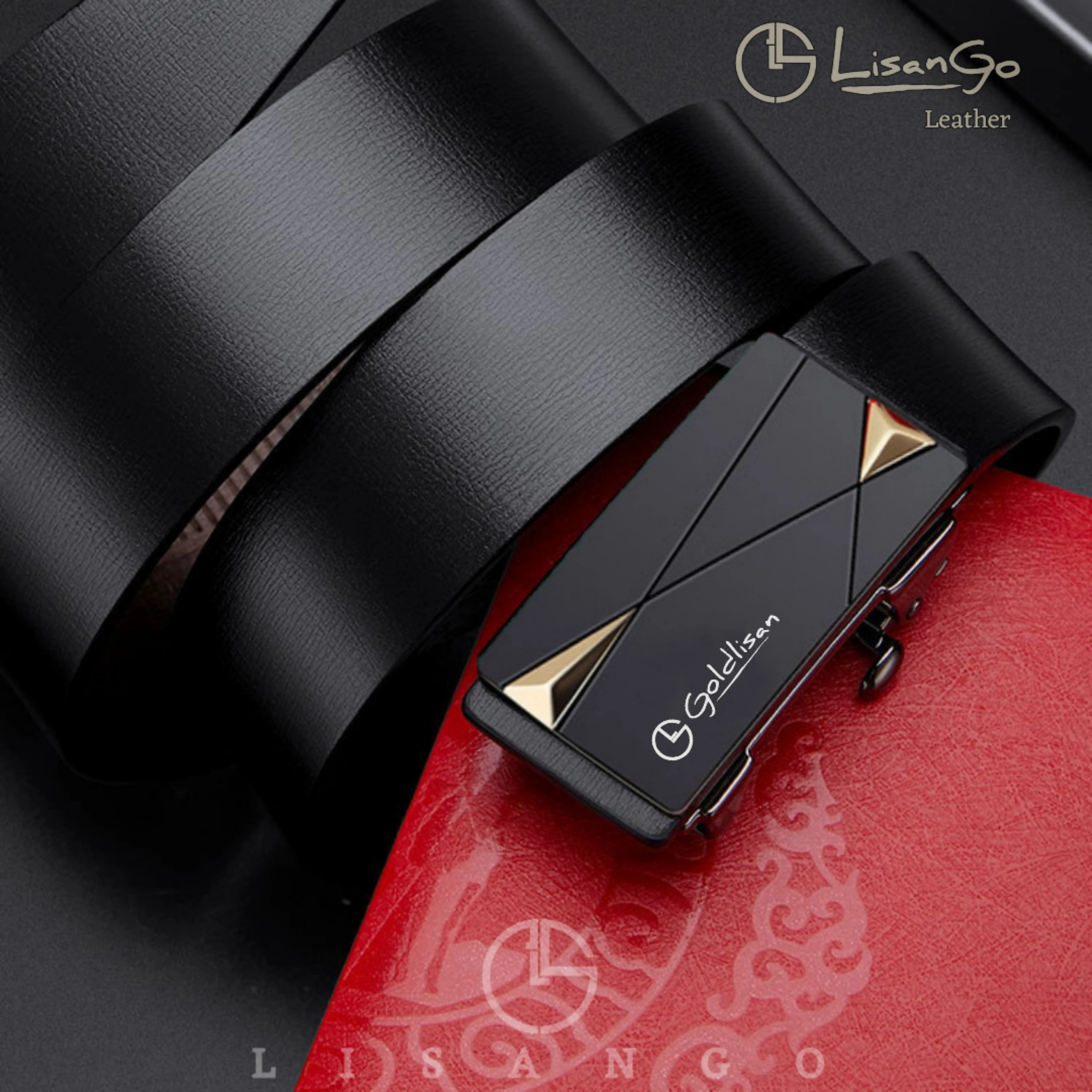 Thắt Lưng Nam cao cấp full hộp, Dây lưng da nam khóa tự động bản nhỏ rộng 3.3cm, Dây nịt nam mã LSG.SG018.