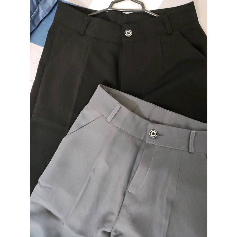 Quần Tây Nữ Lưng Cao Ống Đứng Dáng Dài Có Đai Co Dãn Nhẹ 1 Khuy Chất Vải Mềm Đen Quần Vải Baggy Nữ Cạp Cao Đi Học Sinh Đi Học Ong Pants Women Kem 6