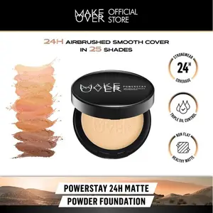 MAKE OVER Powerstay 24H Matte Powder Foundation - Bedak Padat | High Coverage | Ringan | Flawless | Non Comedogenic