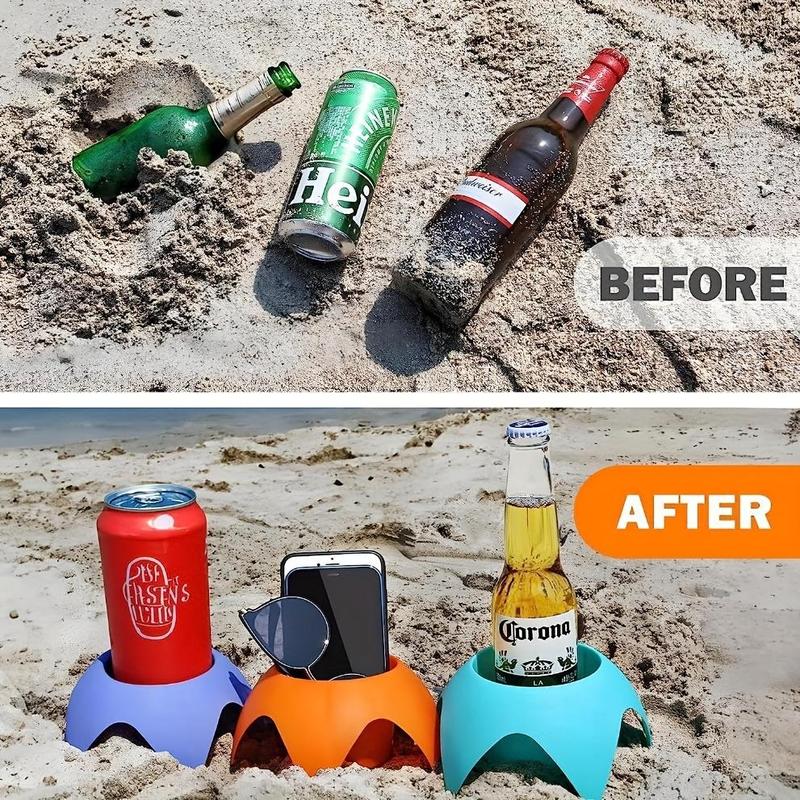 Multifunctional Beach Cup Holder, Bottle Holder, Creative Beach Holder for Beer, Beverage, Phone, Sun Glasses, Key 7
