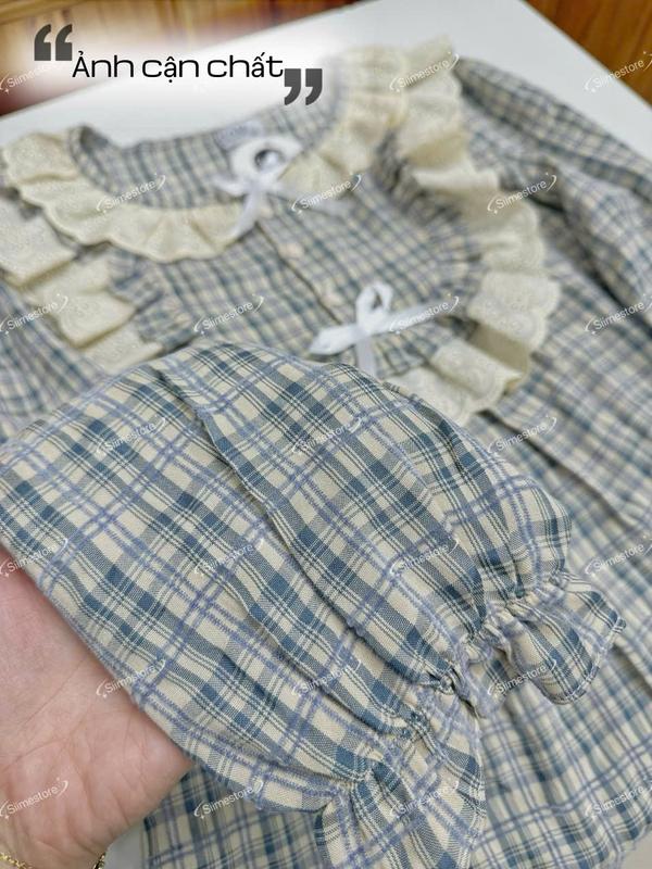 Set Bộ Đồ Nữ BabyDoll Phối Ren Bèo Cổ Yêm Đính Nơ Tiểu Thư, Bộ Quần Áo Dài Tay Mặc Ở Nhà Thiết Kế Thu Đông - K66 Women 5