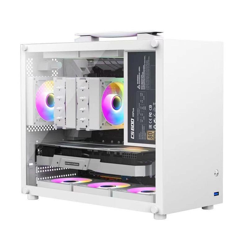 New Mini Convenient Portable Small Chassis MATX E-Sports Desktop Small Chassis Tempered Glass Side Transparent 1