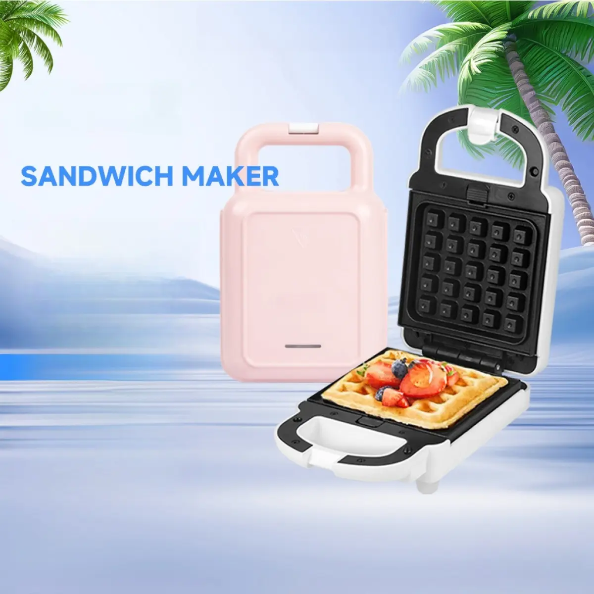 STUARRT Sandwich Maker Panini Waffle Breakfast Bread Crepe Portable Household Small Baking Machine