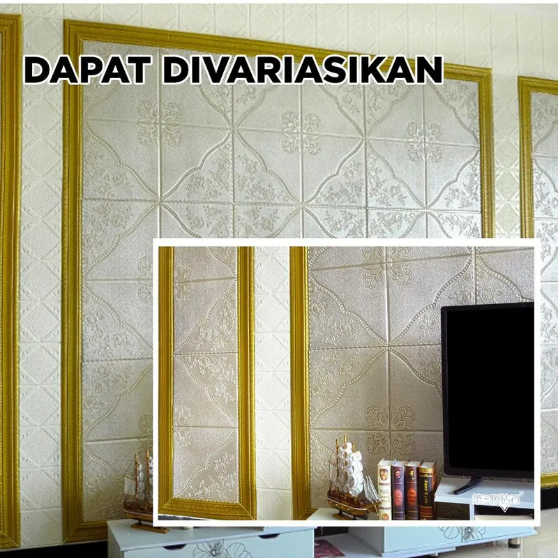 (BELI 10 GRATIS 1) Wallpaper 3D FOAM 5mm / Wallpaper Dinding 3D Motif Foam Batik Bunga More High Quality / Wallfoam 3D 5