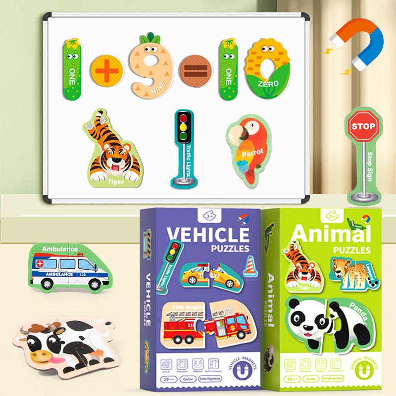 Early Education Magnetic Puzzle 26 One Letters Animal Numbers Stickers 3 to 6 Years Old Kindergarten Awareness Educational Children's Toys 2