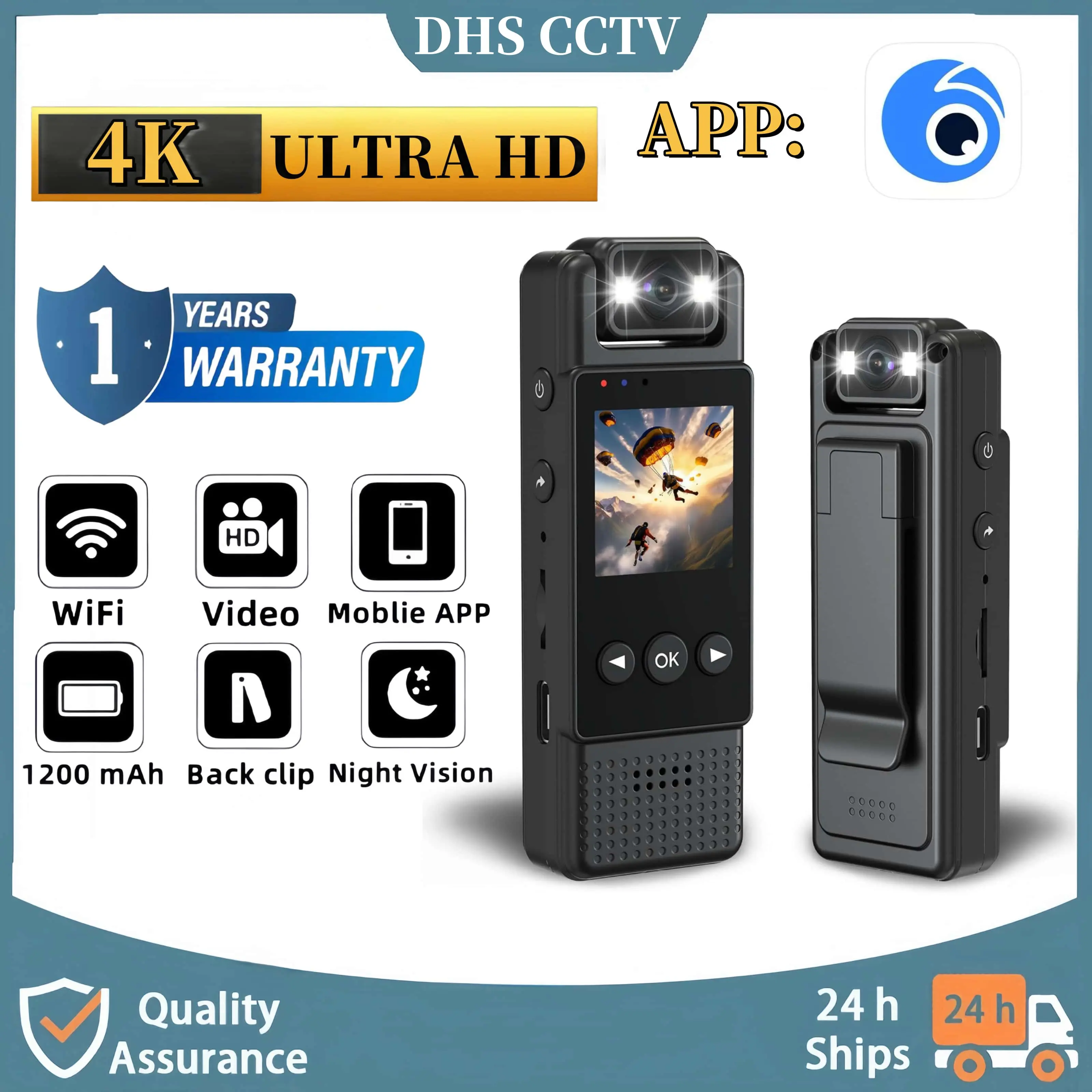 Body Camera Portable Digital  Camera Human 4K action Camera Night Vision Recorder Magnet Camera Enforcement Recorder Camera Kamera