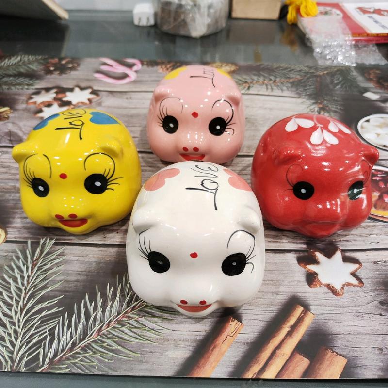 Heo Đất Mini Lỗ Tròn Gốm Sứ Bát Tràng Ống Tiết Kiệm Đựng Tiền