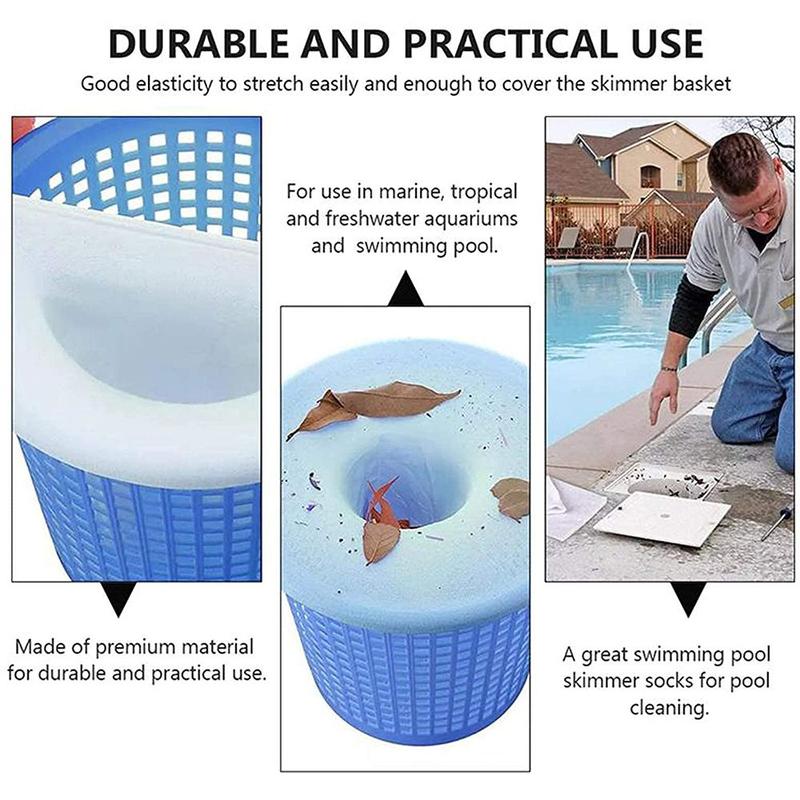 Product Introduction of Swimming Pool Accessories Home Outdoor Filter Net Pool Skimmer Socks Cleans Debris Leaves Pool Cleaning Reusable 13