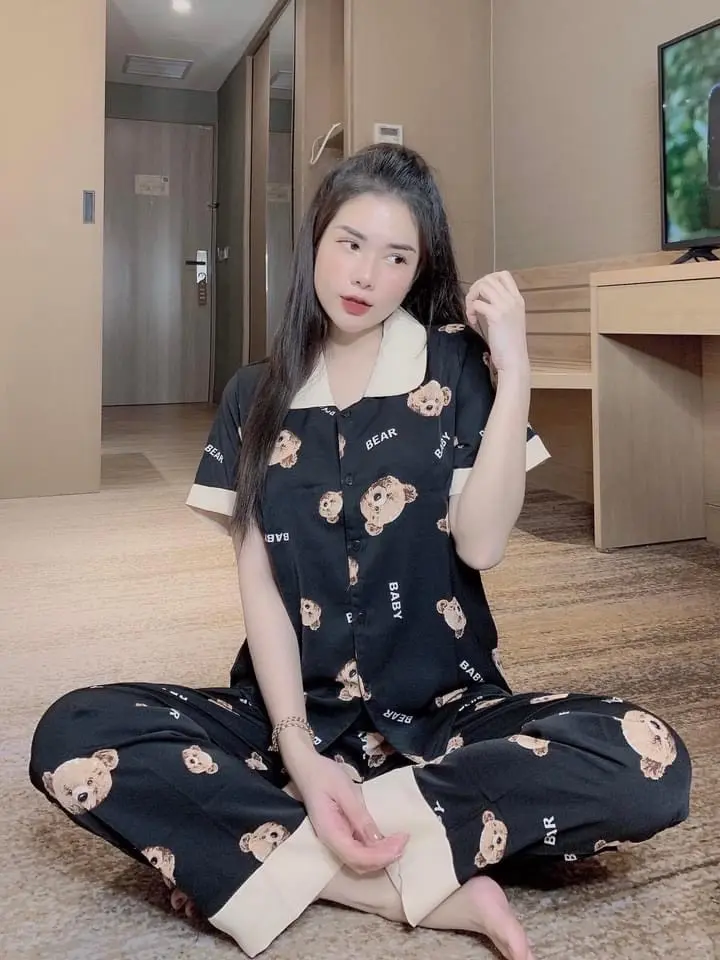 BỘ PYZAMA ÁO CỘC QUẦN DÀI BABY ĐEN