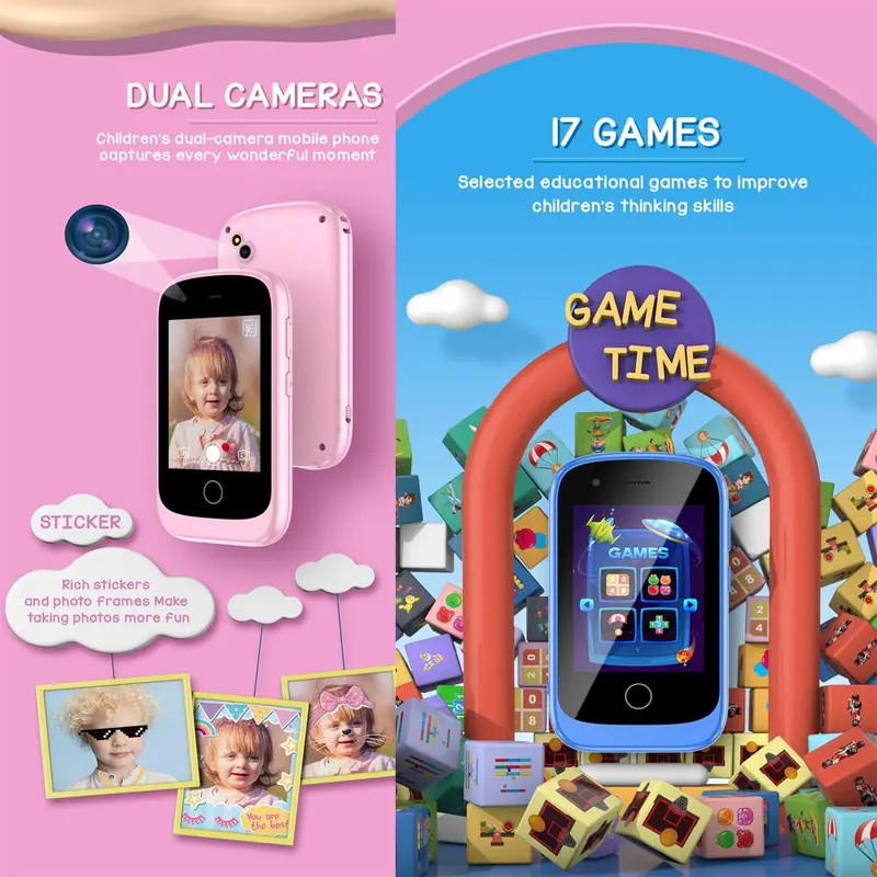 KGG Mini Electronic Learning Device, Smartphone Interactive Toy, Dual Camera Smartphone Toy with Educational Games, Ideal Travel Toy, Birthday Gift 3