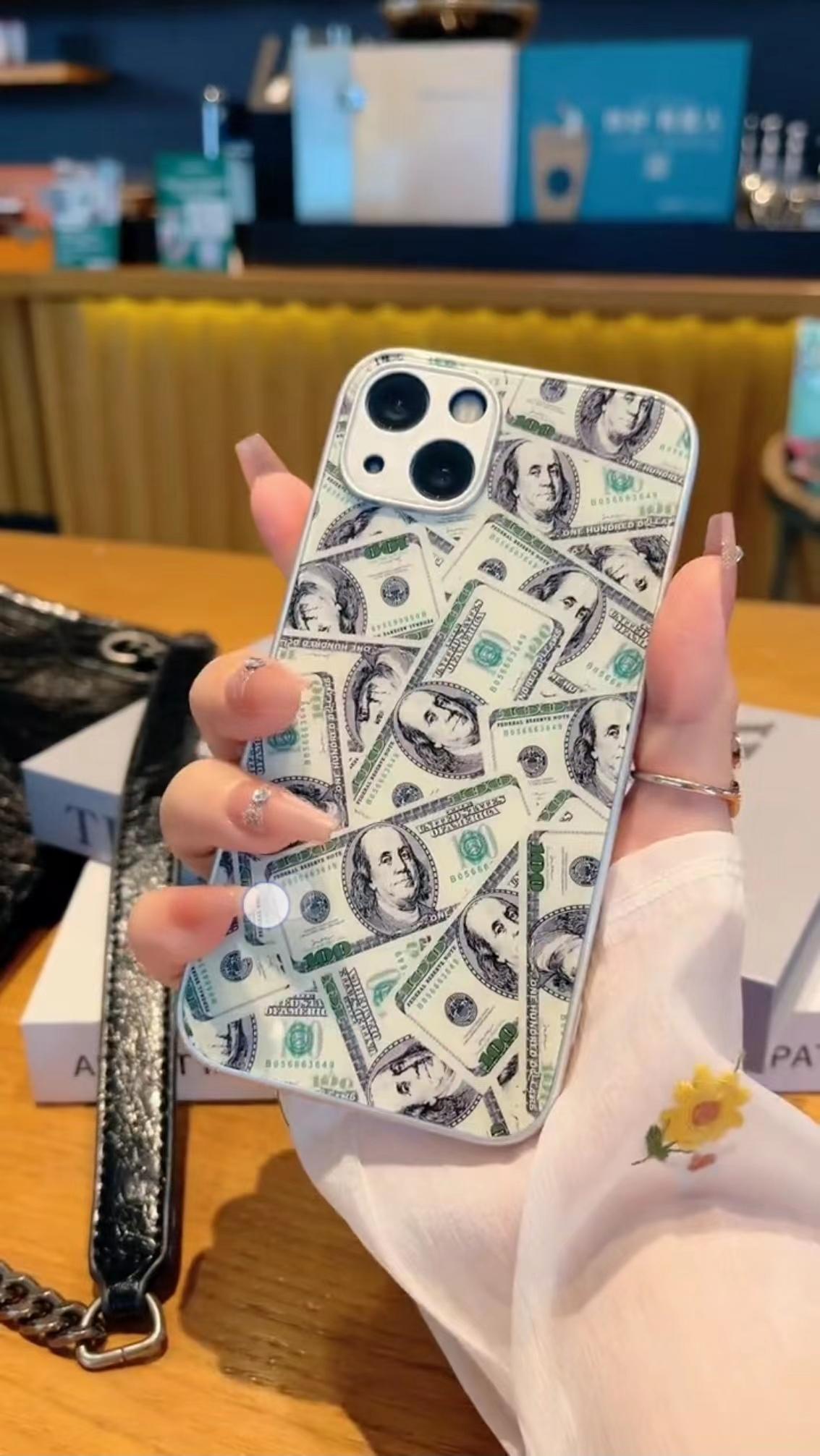 Phone Case for IP 15 Pro max,IP 15plus, 14, 13, 12, 11Fashionable, non-yellowing, drop-proof, metal-painted glass, silver casing  for i̇phone xr aesthetic  mewah elegan cewek Cover Hardcase