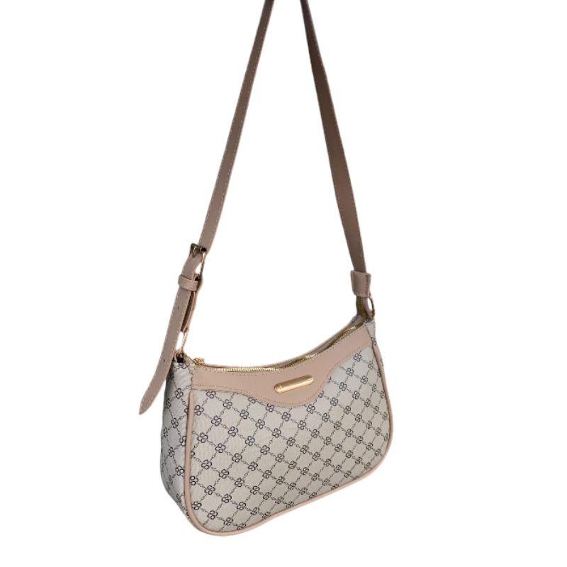 Tas Wanita Marcia Bag Elegan Handbag Wanita Selempang - Kulit PU - Black/Milo - 21x12x12cm - Slingbag 4