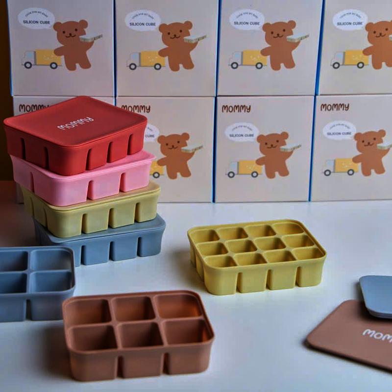 Khay trữ đông silicone trữ đồ ăn dặm cho bé KidsWorld Mommy với 6 ngăn, 12 ngăn hộp trữ thức ăn cho bé, hộp đựng thực phẩm Voi
