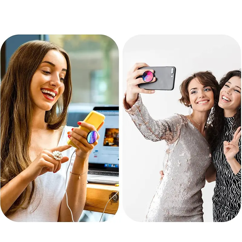 Foldable Expanding Cell Phone Stand, Starry Sky Pattern Round Phone Holder For Smartphone Tablet 8