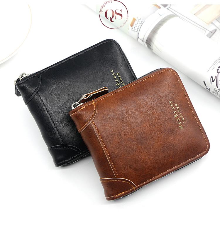Ví nam khóa kéo nhỏ gọn Menbense Leather, ví da nam cao cấp sang trọng có ngăn đựng tiền xu Wallet Hình Chữ Nhật Nhiều Ngăn