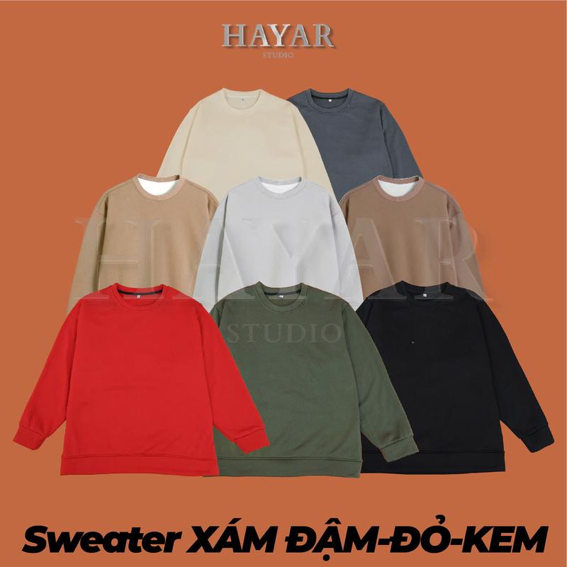 Áo Sweater HayaR Nỉ Bông Big Size 110kg Cổ Tròn Nam Nữ Form Rộng Cổ Tròn Menswear Hoodie Dài Tay