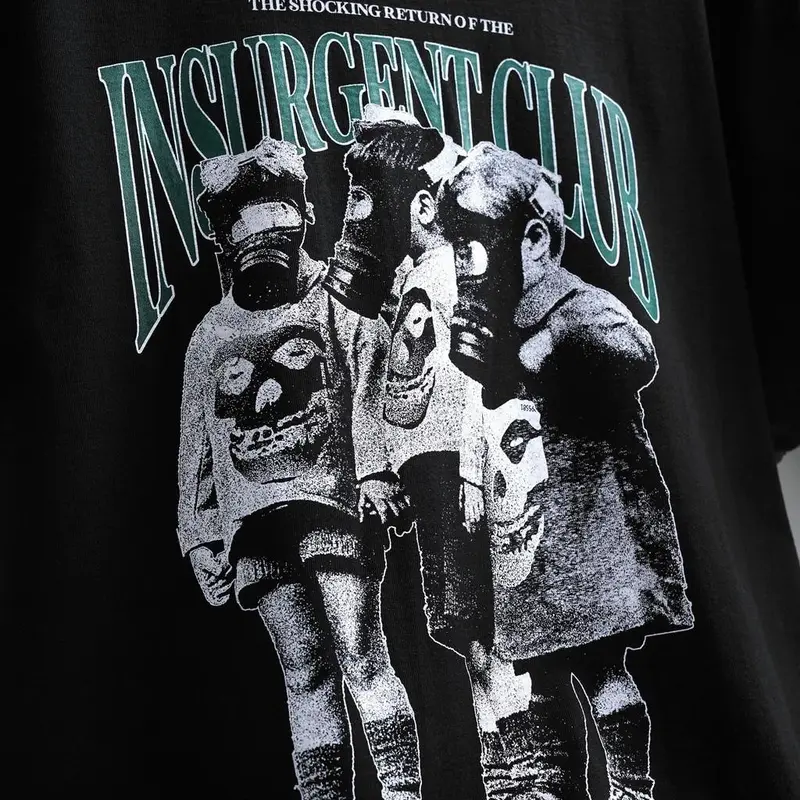 [HOT] Insurgent Club - Heavyweight Tshirt Kaos Toxic Mask Black Short Sleeved Pendek Lengan Crew-neck fashion unisex T-shirt Menswear Top Wanita Baju Pria Tee 1