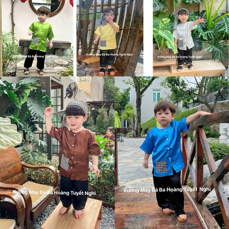   kem khan   ba ba cho bé   Bộ bà ba bé trai bé gái chất lụa mềm mịn mát size 8ky - 45ky.. mặc đồ le chùa đi học đi chơi 