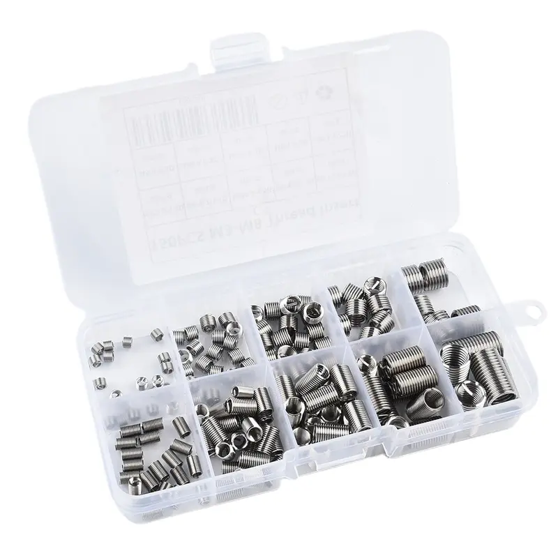 Chèn ren, 150 chiếc, thép không gỉ, xoắn ốc, có sẵn trong các kích cỡ M3, M5, M6, M8, bộ dụng cụ phục hồi ren, thích hợp cho nhôm và magiê, chống mài mòn 0