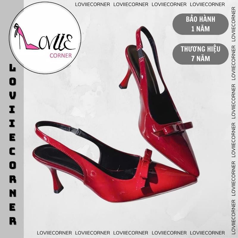 LOVIIECORNER - GIÀY CAO GÓT BÍT MŨI DA BÓNG ĐÍNH NƠ - GIÀY THỜI TRANG NỮ PHONG CÁCH CÁ TÍNH HỞ HẬU DÂY THUN VIỀN CHỈ GÓT DẸP NHỎ 7 PHÂN - G241181 DéP Shoes Sandal
