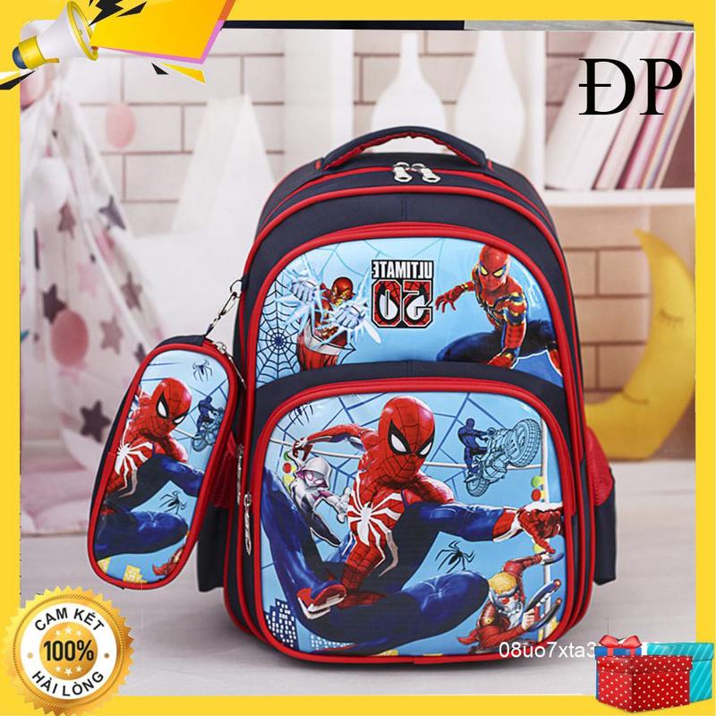 Balo cho bé trai chất ĐẸP, nhiều ngăn cho học sinh cấp 1 tiểu học đi học thoáng khí, quai mềm, chống thấm nước, cặp sách siêu nhân người nhện