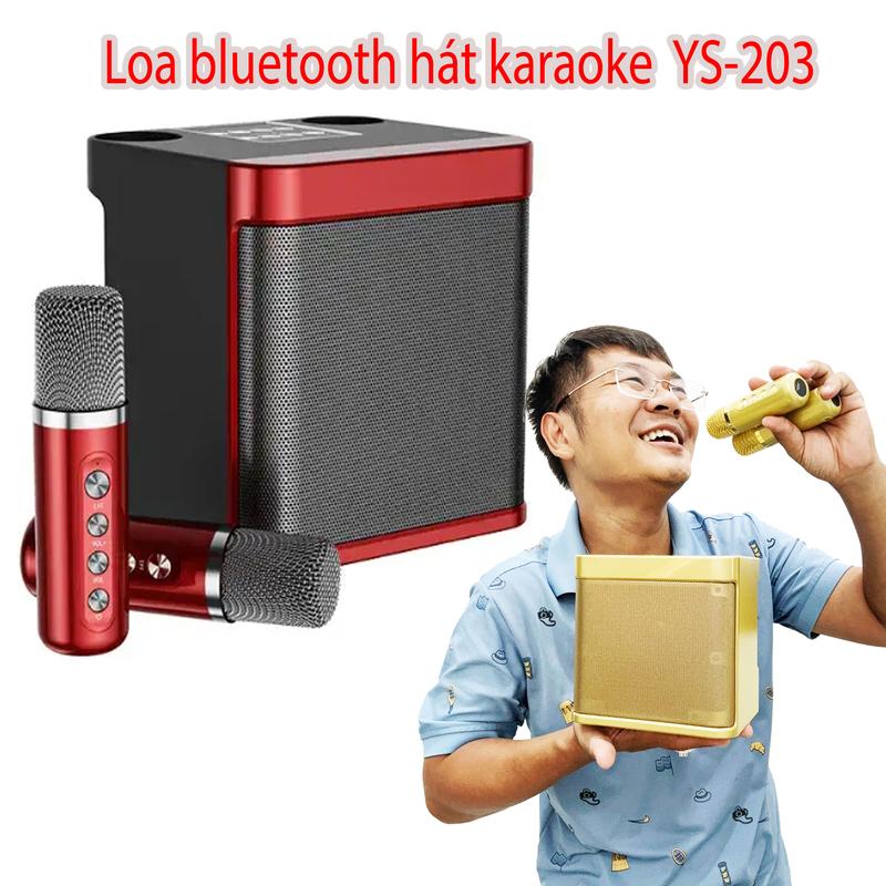 Loa karaoke mini ys-203 kèm 2 micro Loa kệ sách ( màu ngẩu nhiên ) Củ Loa Nghe Nhạc Bluetooth