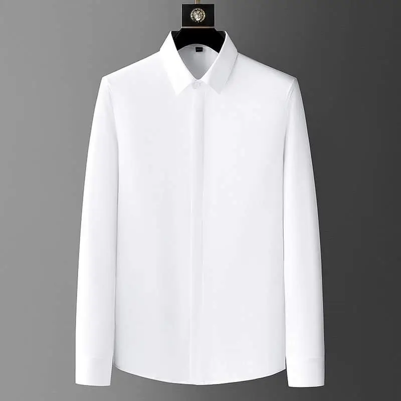 [ Xả kho thanh lý ] Áo sơ mi nam dài tay chất vải lụa thiết kế che cúc 12 màu thời trang nam HT Menswear Shirt Trắng [mua 2 áo tặng 1 sịp nam]