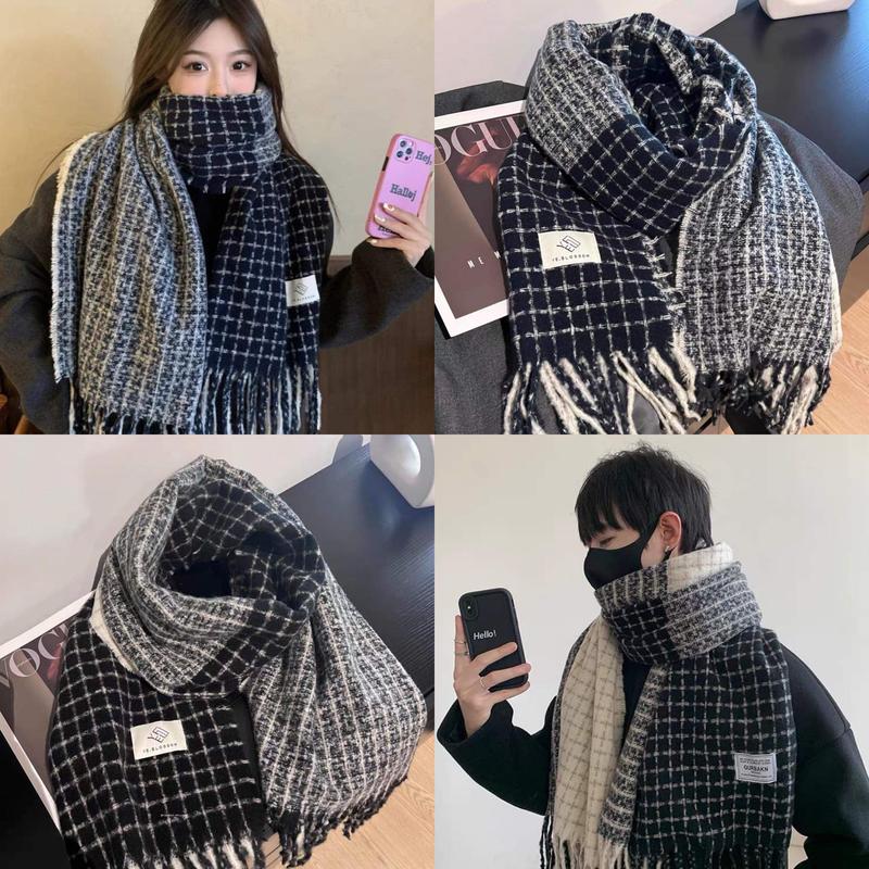 MộcKhăn quàng cổ - Khăn choàng cổ caro chất len nam nữ lông mịn dệt kim Hàn Quốc