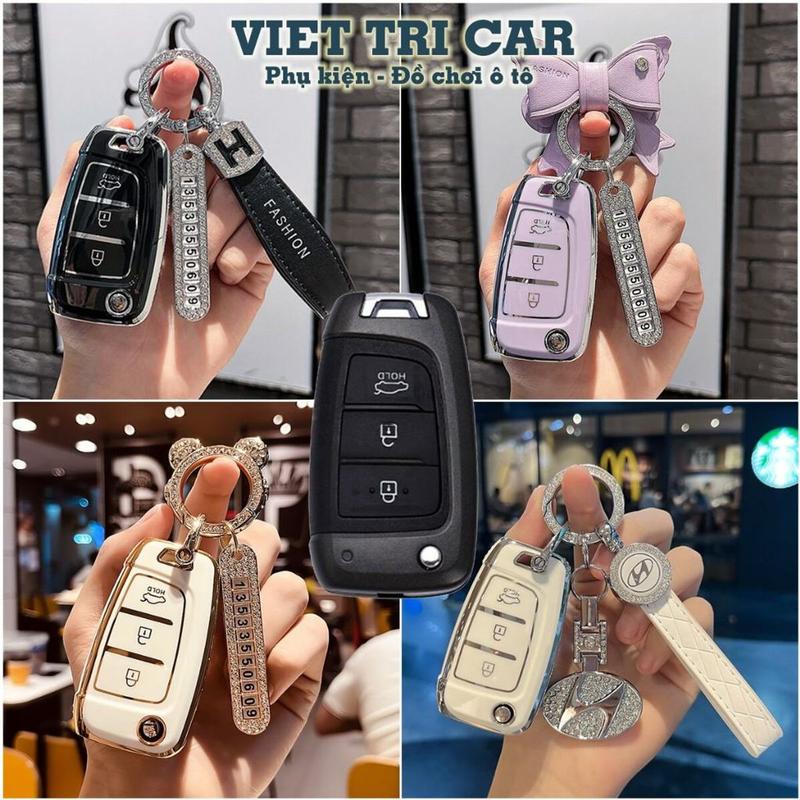 Ốp chìa khoá xe ô tô Hyundai Accent bản Base có chìa gập op khoaxehoi Móc Khoá