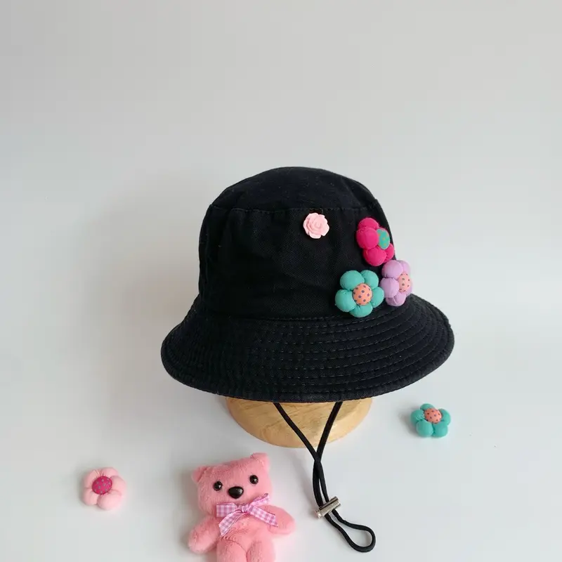 [Mũ Nón Trẻ Em 3-8tuổi] Nón vành Đính Hoa Nhí- 15-25kg(vòng đầu:50-53cm)- Chất vải cotton mềm mịn. 6