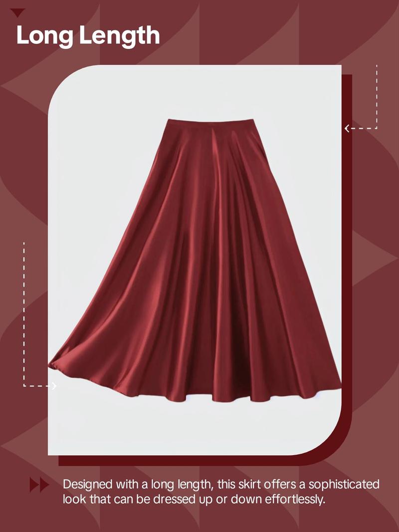 Product Introduction of Women's Solid Color High Waist Skirt, Elegant Fashion Long Skirt for Party Club Dating Wear, Ladies Bottoms for All Seasons 5