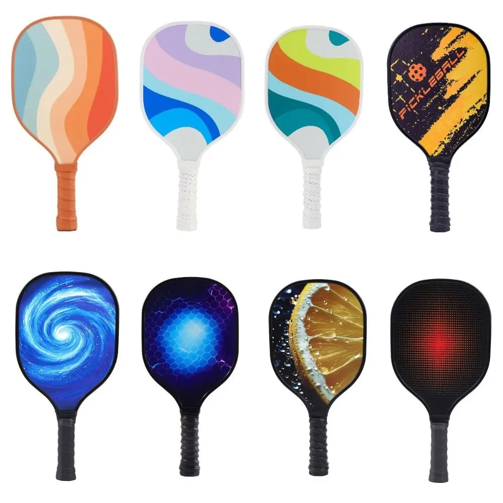 Durable Wooden Pickleball Paddles Ribbed Handle Colorful Pickle Ball Racket Single Racket Non-Slip Pickleball Training Equipment Gifts