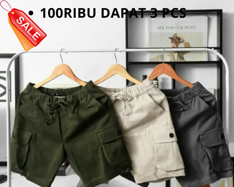 100DAPAT 3 UNISEX BRODSOT CARGO PENDEK ORI nyaman twill  distro  celana katun  shorts Pria Surfing  Tebal Santai 0
