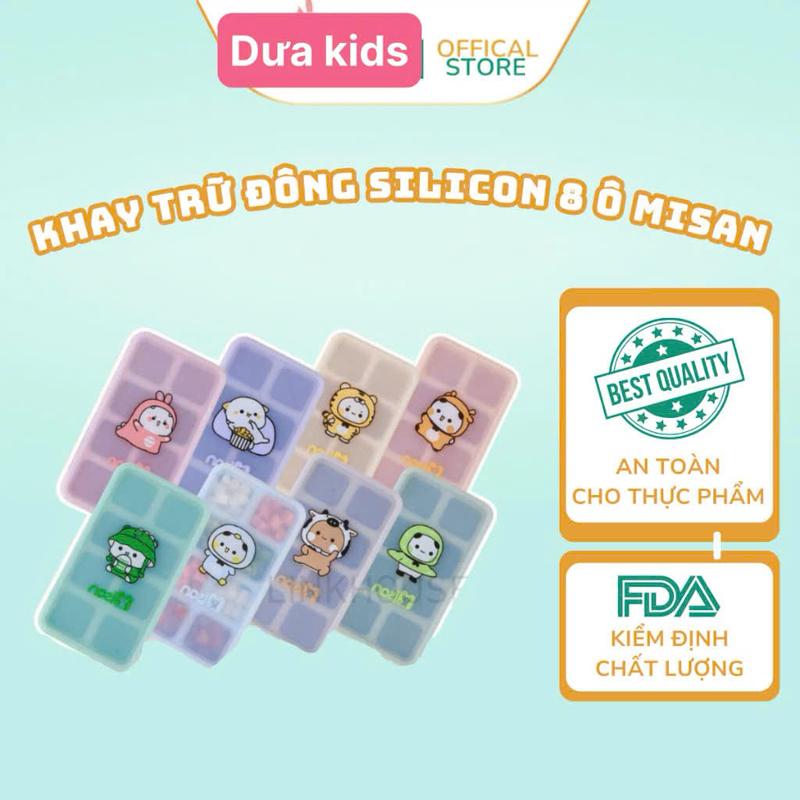 Khay silicone Cube trữ đông 6 và 12 ngăn có nắp khay trữ đông đồ ăn dặm khuôn nướng bánh