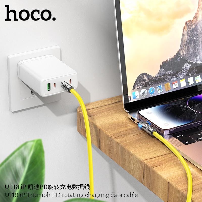 Product Introduction of Cáp Sạc Nhanh Hoco U118 Đầu Xoay 180Độ, Chân Type-C To Lightning Sạc Nhanh 27W Cho iPhone 8/X/Xs/Xsmax/Xr/11/12/13/14 Series, Cáp Bọc TPE Mềm Mại, Bền Bỉ, Đầu Cắm Có Led, Tự Ngắt Khi Pin Đầy, Bảo Hành 12 Tháng Phụ Kiện 5