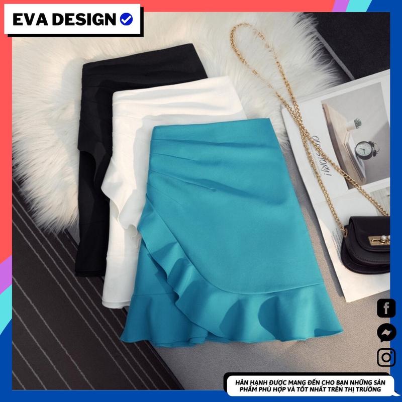 Chân váy công sở nữ ngắn vải tuyết mưa Eva design dáng chữ A phối bèo cực rẻ trẻ đẹp chân váy ngang gối