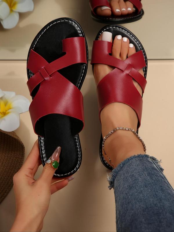 Women's Fashionable Plain Color Slip on Sandals, Casual Versatile Thong Sandals for Summer, Lightweight Comfortable Slide Sandals for Daily Wear 4