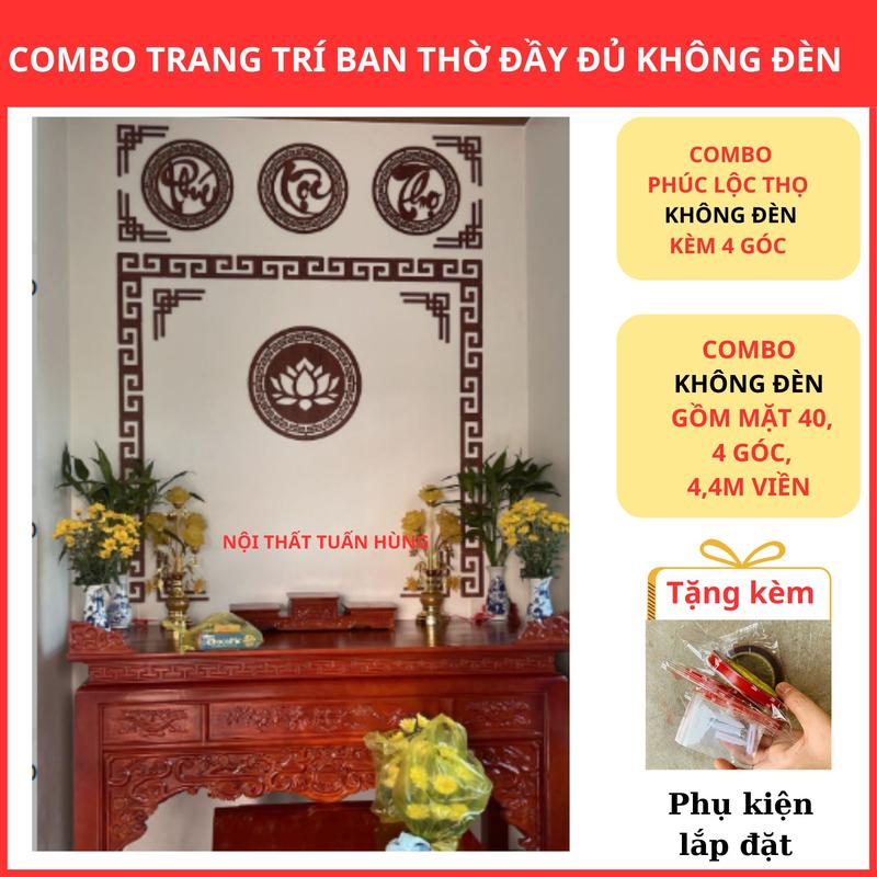  COMBO Decor Ban Thờ KHÔNG ĐÈN   PLT+ 4 góc 1 mặt tròn  22C 4 góc   Tặng kèm phụ kiện lắp đặt Decor Decor Phòng trang trí miếng  dán 