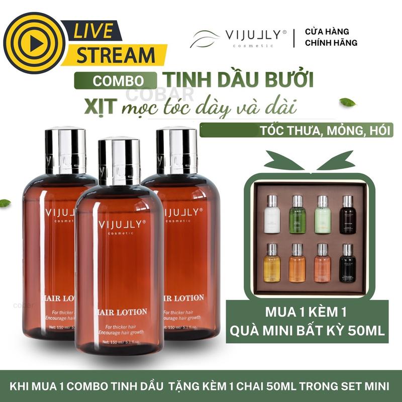 COMBO 3 Chai Tinh Dầu Bưởi Vi Jully -  Giúp Mọc Tóc - Giảm Rụng Tóc Nữ Dưỡng Tóc Serum Chăm Sóc Tóc 1
