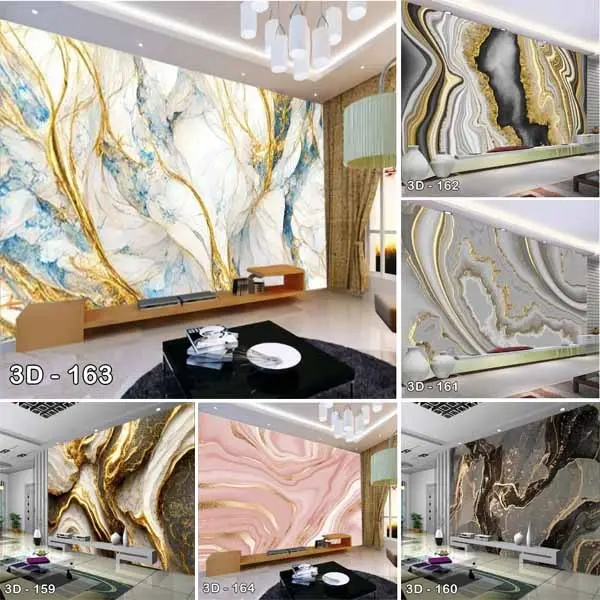 Wallpaper Custom 3D Marble Wallpaper Dinding Marmer Wallpaper Sticker Granit WallStiker Batu bata Mewah Keramik Motif Marble